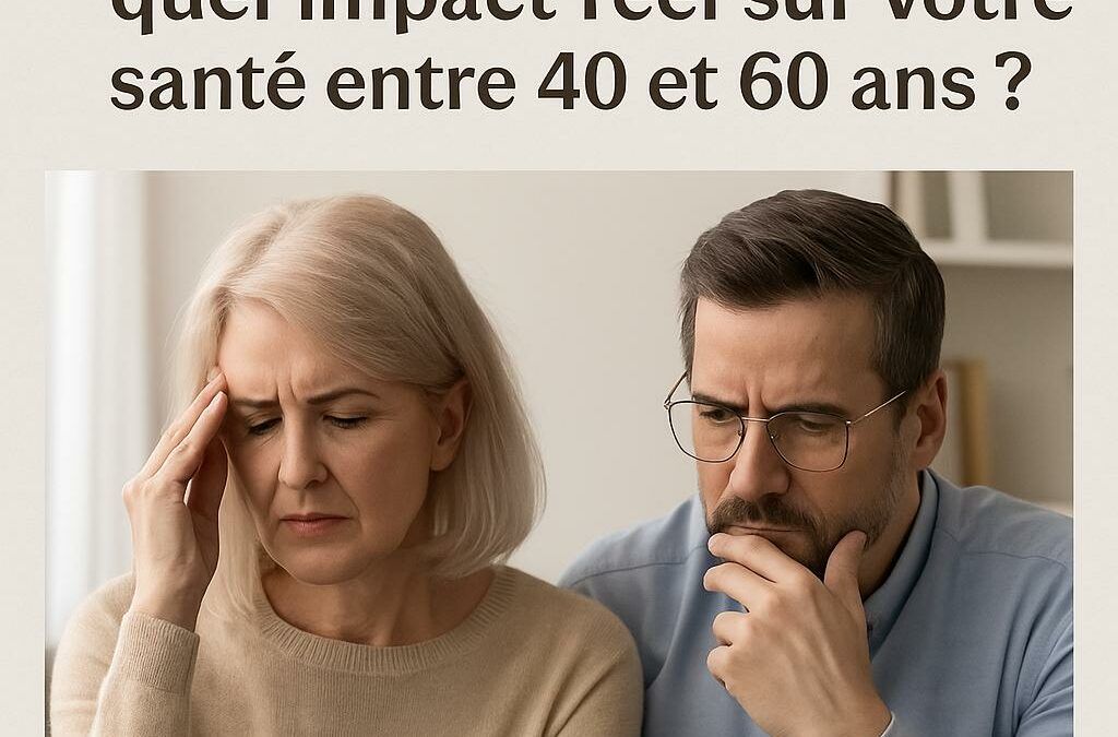 Homme et femme entre 40 et 60 ans à Neuchâtel, en réflexion face au stress quotidien, dans un cadre doux et naturel