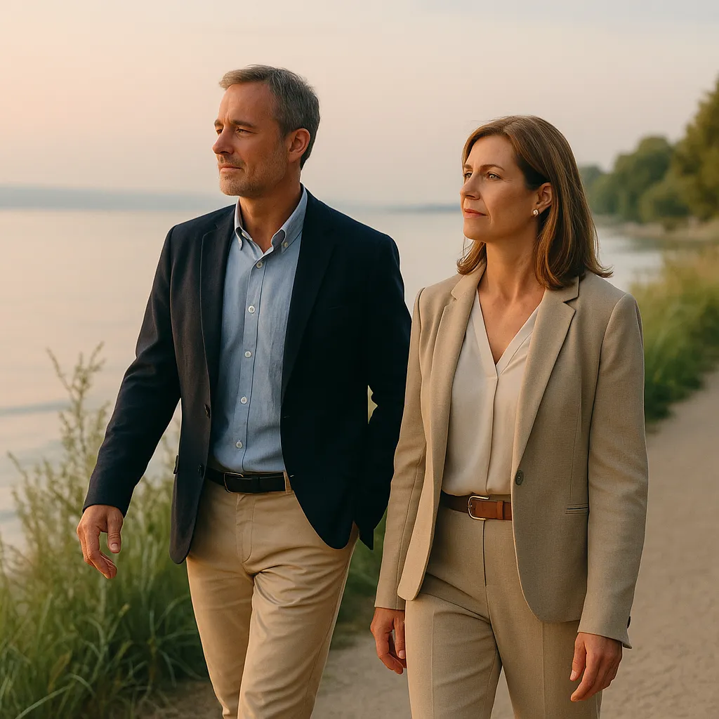 Coach dirigeants à Neuchâtel guidant une marche matinale au bord du lac de Neuchâtel