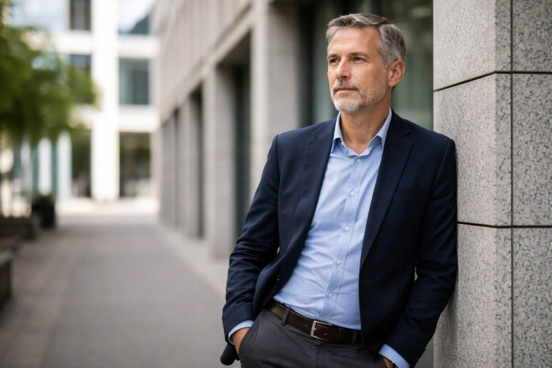 Homme en responsabilité dans un environnement professionnel à Neuchâtel, illustrant une fonction tenue dans la durée sans rupture visible